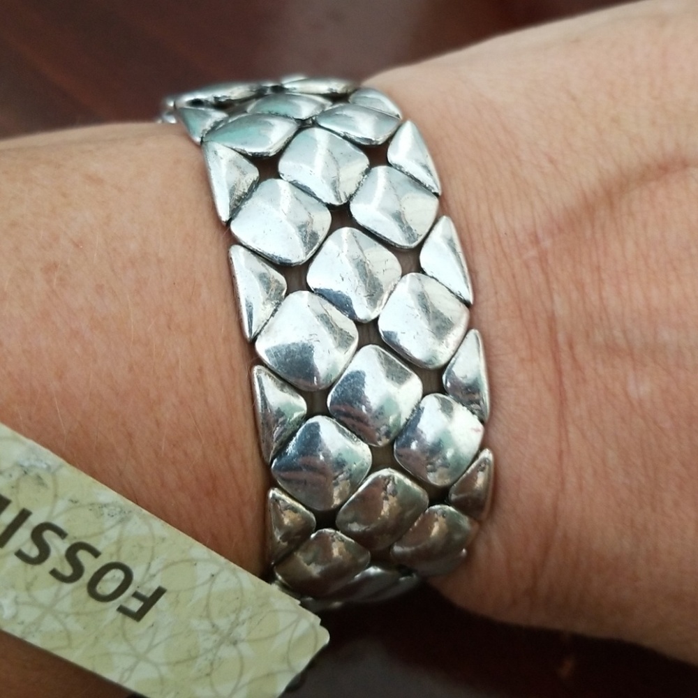 NWT Fossil Braided Silver Bracelet